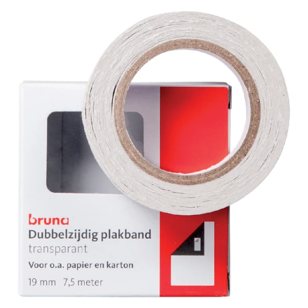 Plakband Bruna dubbelzijdig 19mmx7,5m