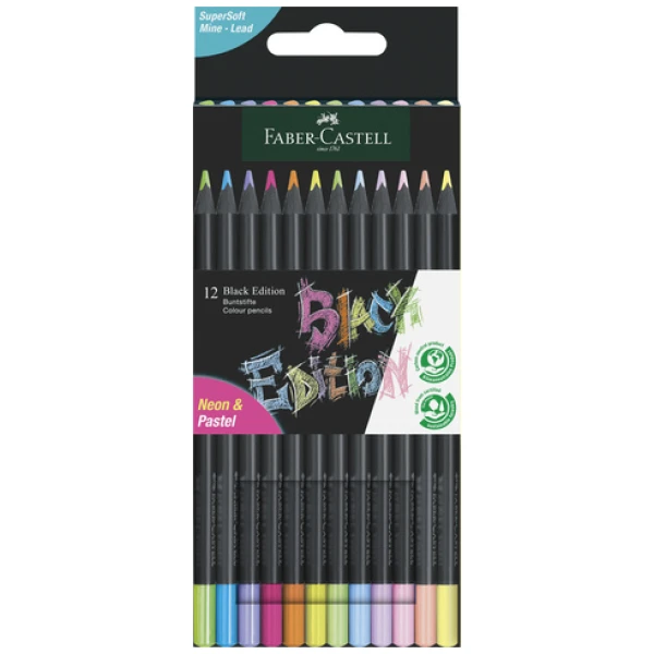 Kleurpotloden Faber-Castell Black Edition Neon + Pastel 12st.