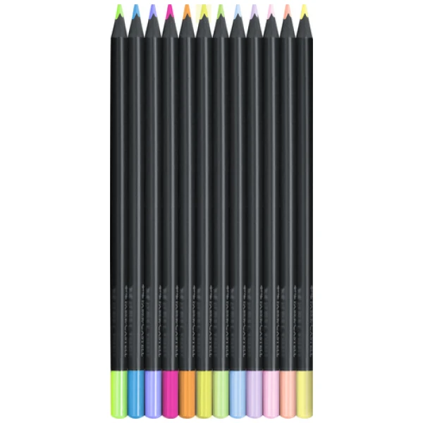 Kleurpotloden Faber-Castell Black Edition Neon + Pastel 12st. - Afbeelding 2