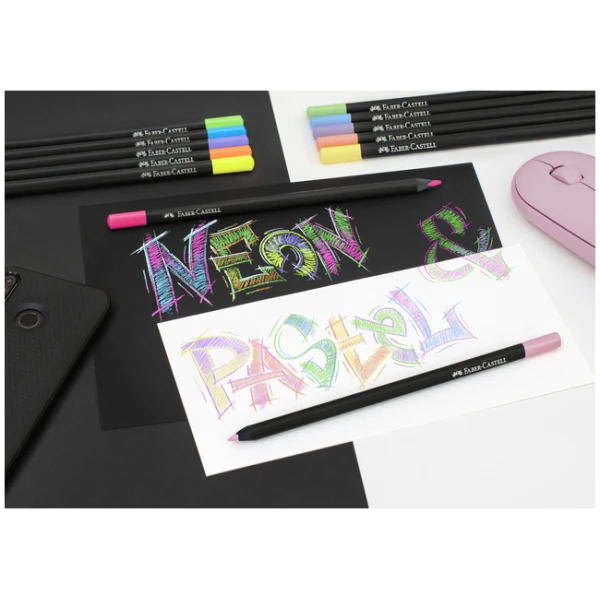 Kleurpotloden Faber-Castell Black Edition Neon + Pastel 12st. - Afbeelding 4