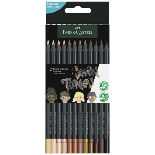 Kleurpotloden Faber-Castell Black Edition Huidskleuren 12st.
