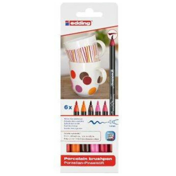 Edding Porselein-Penseelstiften Rood 6-Pack
