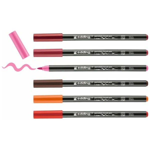 Edding Porselein-Penseelstiften Rood 6-Pack - Afbeelding 2