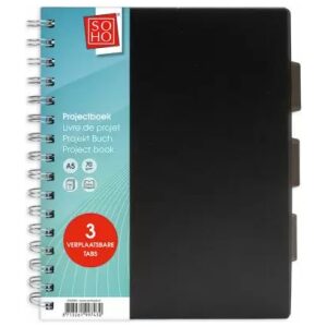 Collegeblok A5 Zwart Tabs