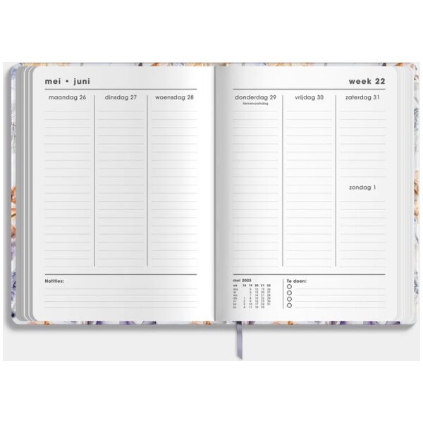 Agenda De Hobbit 25-26 A5 Waterverf Bloemen - Afbeelding 3