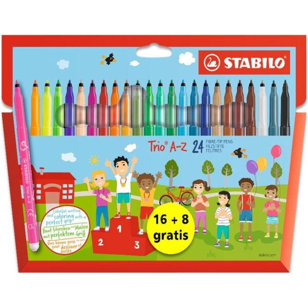 Viltstiften STABILO Trio A-Z 16 + 8 GRATIS