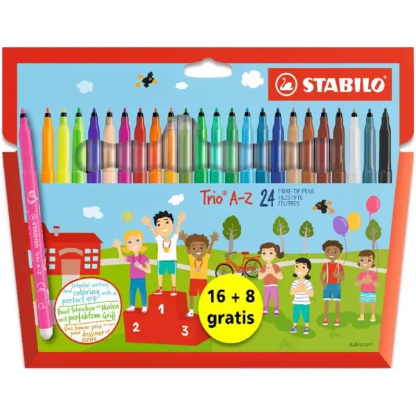 Viltstiften STABILO Trio A-Z 16 + 8 GRATIS