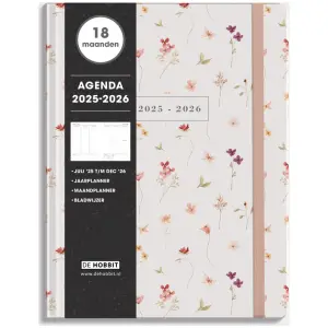 18 Maanden Agenda De Hobbit 25-26 ±A4 Aquarel Bloemetjes