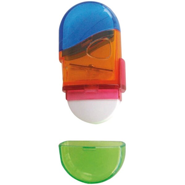 SOHO Puntenslijper met gum Twist – Kwalitatieve schrijfaccessoires – Met dop – Gum en puntenslijper combinatie – 1 Stuk – Meerkleurig - Afbeelding 2
