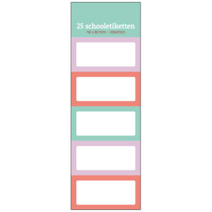 Schooletiketten 5 pak Pastel