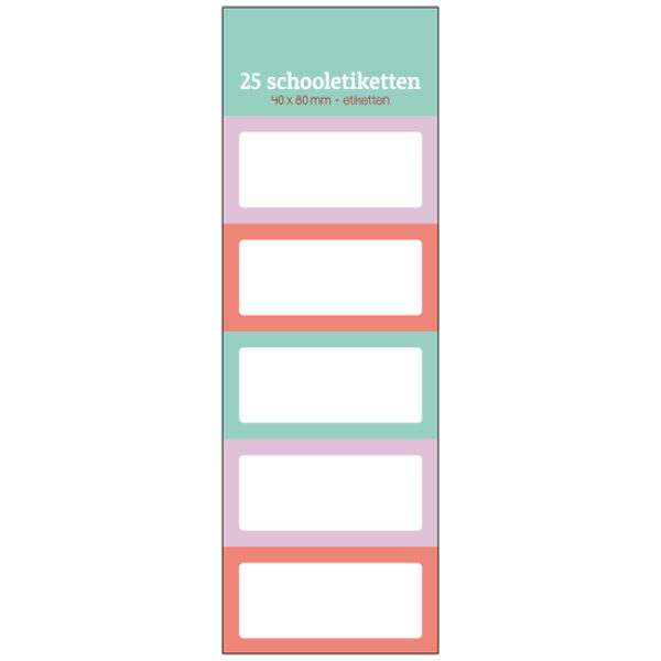 Schooletiketten 5 pak Pastel