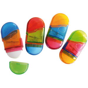SOHO Puntenslijper met gum Twist – Kwalitatieve schrijfaccessoires – Met dop – Gum en puntenslijper combinatie – 1 Stuk – Meerkleurig