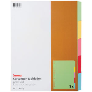 Kartonnen Tabbladen - Gekleurd - 3 x 5 delig