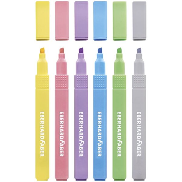 Eberhard Faber Markeerstiften Vierkant 6 stuks Pastel Kleuren - Afbeelding 2