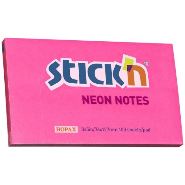 Stick'n Sticky Notes 76x127mm 100 Memoblaadjes Neon Magenta