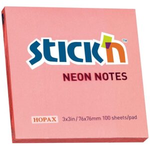 Stick'n Sticky Notes 76x76mm 100 Memoblaadjes Neon Roze