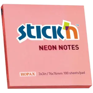 Stick'n Sticky Notes 76x76mm 100 Memoblaadjes Neon Roze