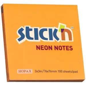 Stick'n Sticky Notes 76x76mm 100 Memoblaadjes Neon Oranje