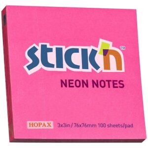 Stick'n Sticky Notes 76x76mm 100 Memoblaadjes Neon Magenta