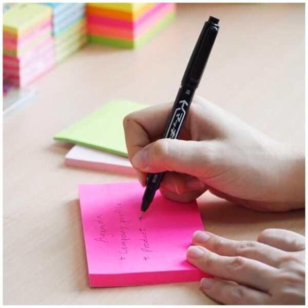 Stick'n Sticky Notes 76x76mm 400 Memoblaadjes Kubus Blauw Geel - Afbeelding 3