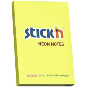 Stick'n Sticky Notes 76x51mm 100 Memoblaadjes Neon Geel