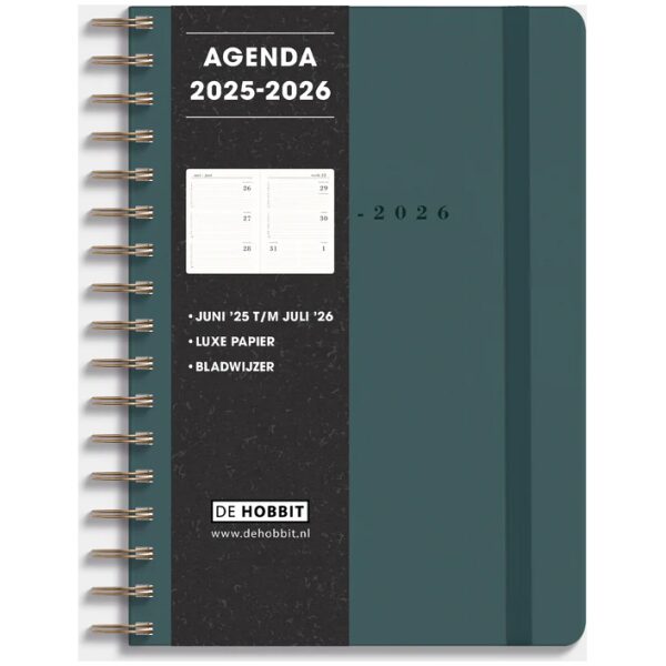 Luxe Ringband Schoolagenda De Hobbit 25-26 A5 Suedelook PetrolBlauw
