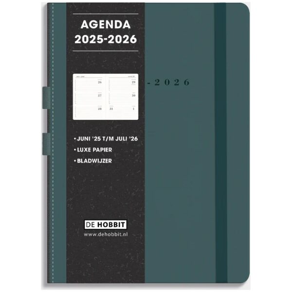 Luxe Schoolagenda De Hobbit 25-26 A5 Suedelook met Pennenlus PetrolBlauw