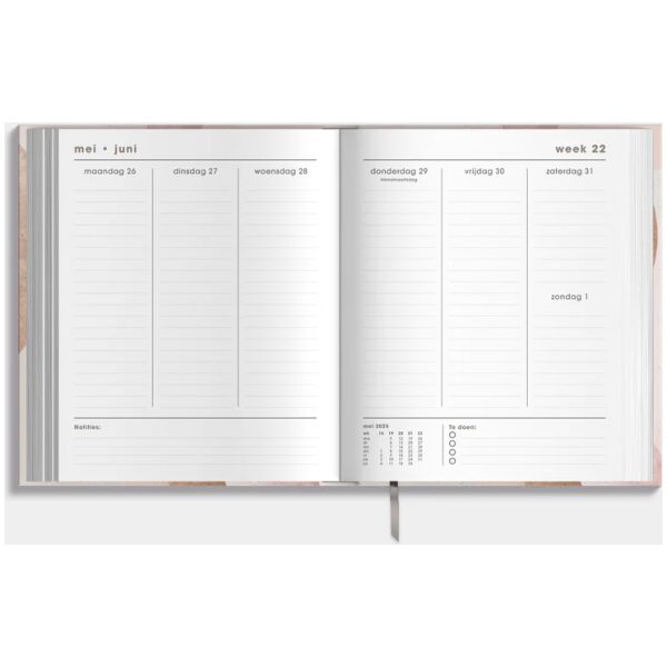 Luxe Weekplanner Ringband De Hobbit 25-26 A5+ Abstract Oudroze - Afbeelding 3