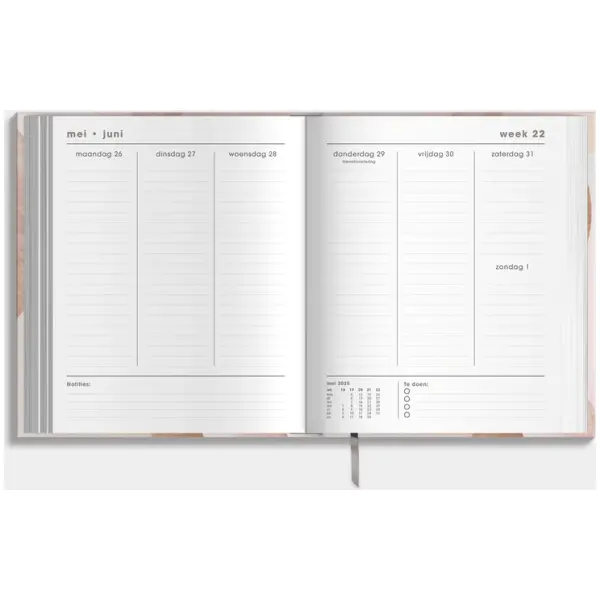 Luxe Weekplanner Ringband De Hobbit 25-26 A5+ Abstract Oudroze - Afbeelding 3