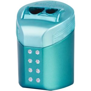 Faber-Castell Puntenslijper RollOn Sparkle 2-gaats met Opvangbakje Blue Metallic
