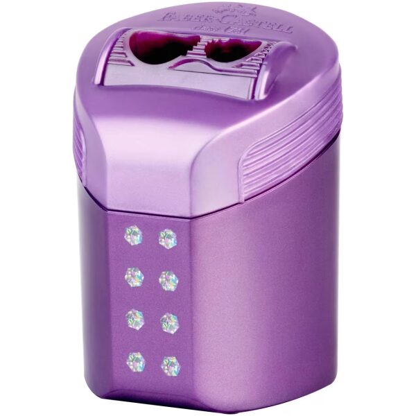 Faber-Castell Puntenslijper RollOn Sparkle 2-gaats met Opvangbakje Violet Metallic