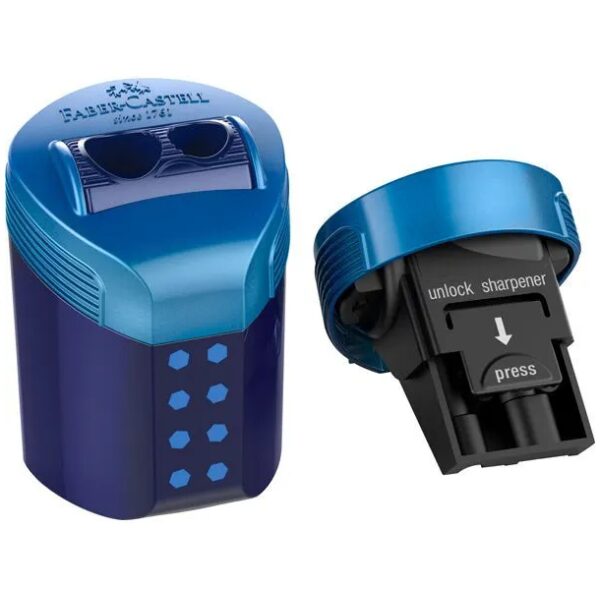 Faber-Castell Puntenslijper RollOn Sparkle 2-gaats met Opvangbakje Deep Blue - Afbeelding 2