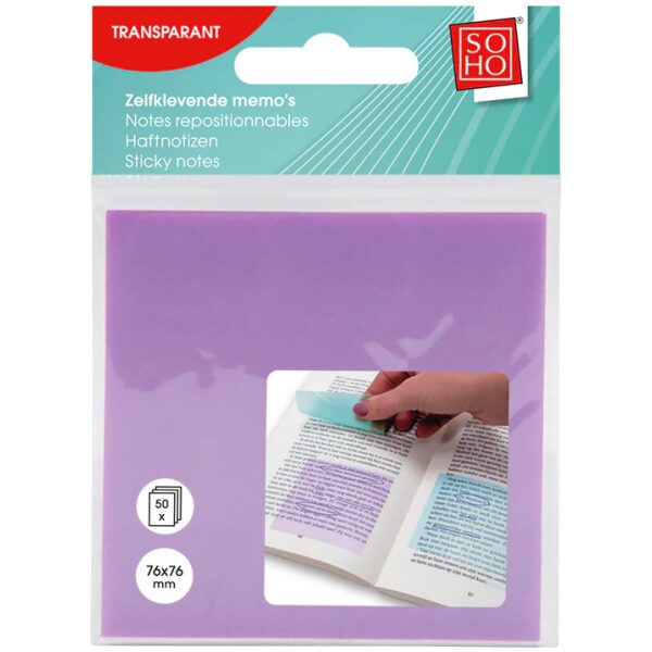 Soho Zelfklevende memo's Transparant Paars
