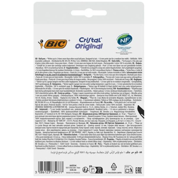 Balpen Bic Cristal medium assorti blister à 8+2 gratis - Afbeelding 2